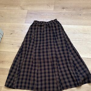 Bohme Black and Brown Checkered A-Line Skirt maxi length